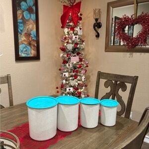 Tupperware White and Blue Storage Containers Set